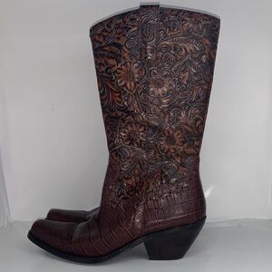 Coldwater Creek Floral Embossed Tooled Western Boot sz 6.5 RARE find!